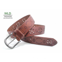 Fashion Embossing Perf Basic Genuine Top Leather Belt Lky1168